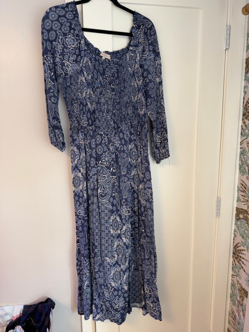 Bohemian Navy Paisley Maxi Dress - Blue size LARGE